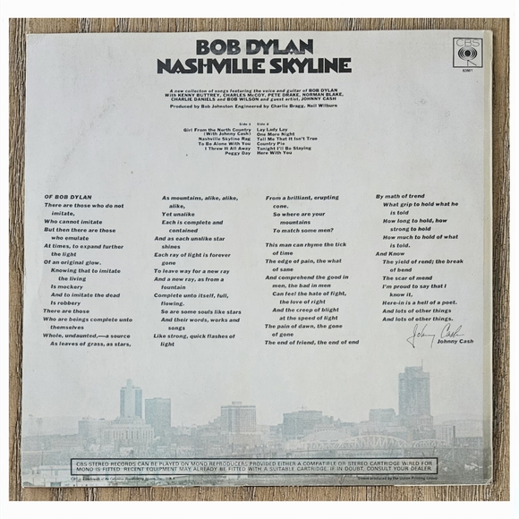 BOB DYLAN•Nashville Skyline•CBS (#S 63601)•UK,Stereo - Picture 6 of 9